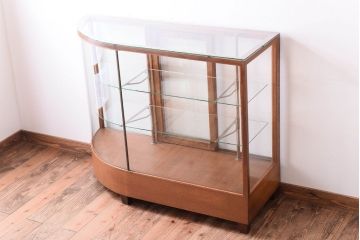 レトロ家具　Rガラス!昭和レトロな脚付きガラスケース