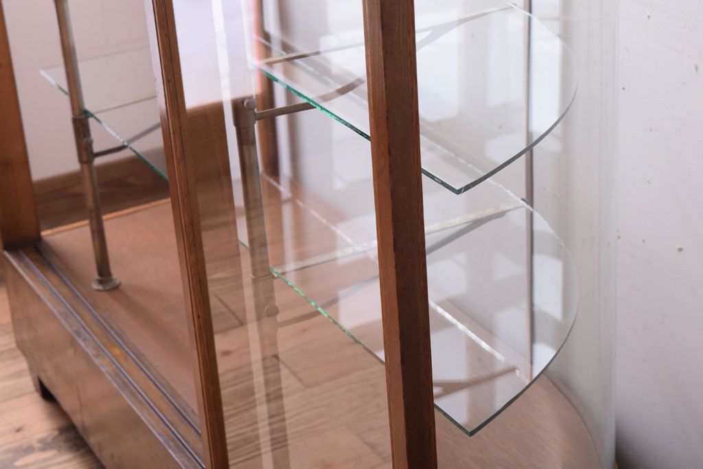 レトロ家具　Rガラス!昭和レトロな脚付きガラスケース