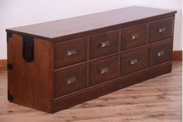 アンティーク家具　大正〜昭和　前面欅材　上質なローボード(ローチェスト)