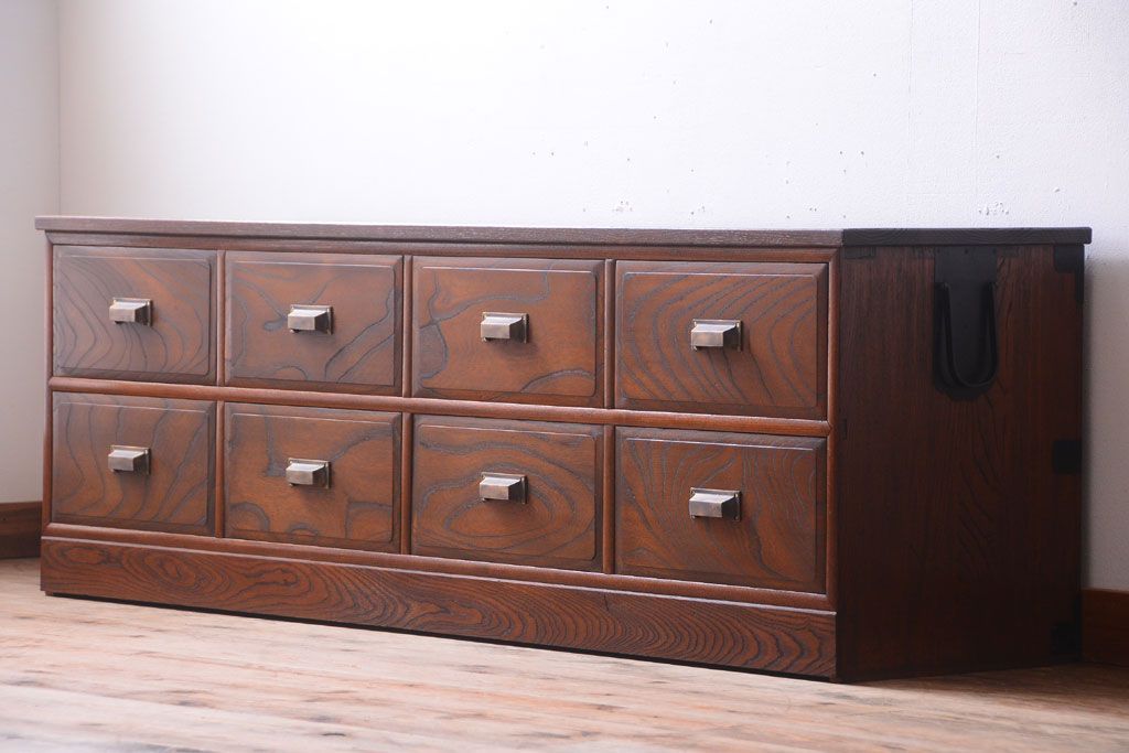 アンティーク家具　大正〜昭和　前面欅材　上質なローボード(ローチェスト)