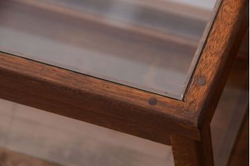 アンティーク家具　和製アンティーク　古い木製の背の低いガラスケース(ローボード)(2)