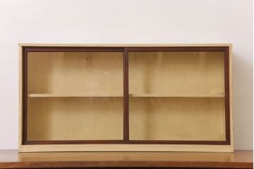 アンティーク家具　薄型で小ぶりなアンティークペイント収納棚(戸棚)