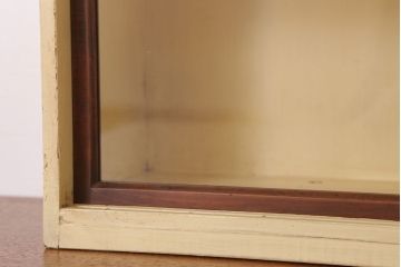 アンティーク家具　薄型で小ぶりなアンティークペイント収納棚(戸棚)