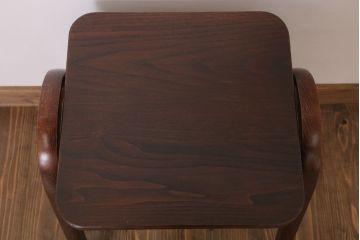 中古　秋田木工　栗材座面のリメイク品　おしゃれな曲げ木スツール(3)