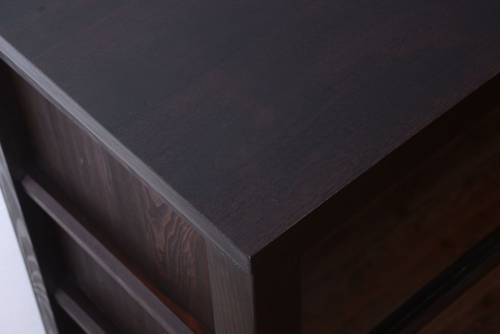 アンティーク家具　古民具・骨董　明治〜大正期　大ぶりでモダンなガラス戸収納棚