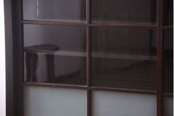 アンティーク家具　古民具・骨董　明治〜大正期　大ぶりでモダンなガラス戸収納棚