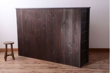 アンティーク家具　古民具・骨董　明治〜大正期　大ぶりでモダンなガラス戸収納棚