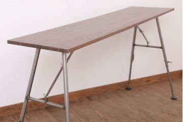 【O様ご成約分】ラフジュ工房オリジナル　鉄脚　ウォールナット材製折りたたみテーブル(作業台)