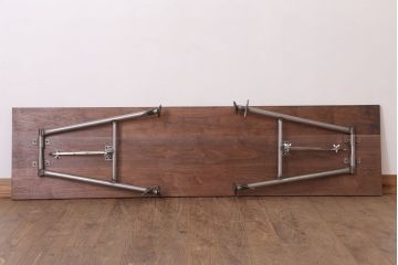 【O様ご成約分】ラフジュ工房オリジナル　鉄脚　ウォールナット材製折りたたみテーブル(作業台)