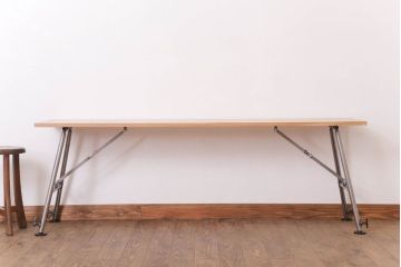 ラフジュ工房オリジナル　鉄脚　ナラ材製折りたたみテーブル(作業台)
