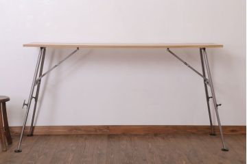 ラフジュ工房オリジナル　鉄脚　ナラ材製折りたたみテーブル(作業台)