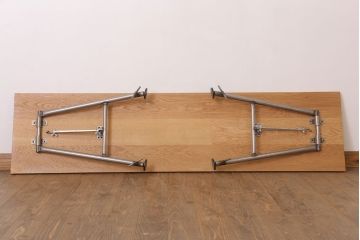 ラフジュ工房オリジナル　鉄脚　ナラ材製折りたたみテーブル(作業台)