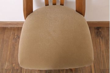 レトロ家具　ブナ材製!クッション座面　レトロな背もたれ付回転イス