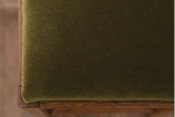 アンティーク家具　古い木製のクッション座面のアンティーク角スツール(1)