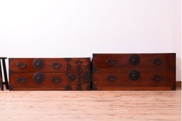 アンティーク家具　古民具・骨董　前面欅材　共縁　上品なアンティーク米沢箪笥