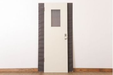 ガラスのドアノブ!銀モールガラス入りのレトロなアンティークドア(2)