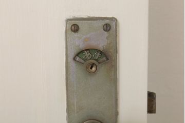 ガラスのドアノブ!銀モールガラス入りのレトロなアンティークドア(2)