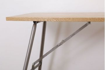 ラフジュ工房オリジナル　鉄脚　ナラ材製折りたたみテーブル(作業台)(3)