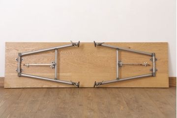 ラフジュ工房オリジナル　鉄脚　ナラ材製折りたたみテーブル(作業台)(3)