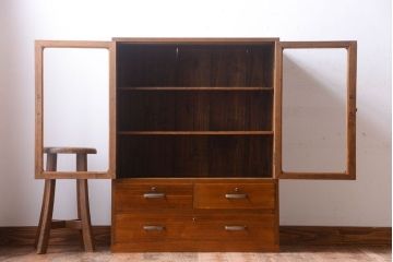 レトロ家具　昭和レトロなアンティーク本箱(ブックケース)