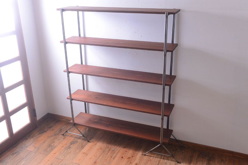 ラフジュオリジナル アイアンの薄型飾り棚【小】(陳列棚・アイアンラック)(2)