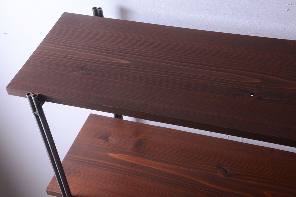 ラフジュオリジナル アイアンの薄型飾り棚【小】(陳列棚・アイアンラック)(2)