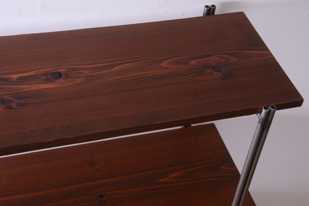 ラフジュオリジナル アイアンの薄型飾り棚【小】(陳列棚・アイアンラック)(2)