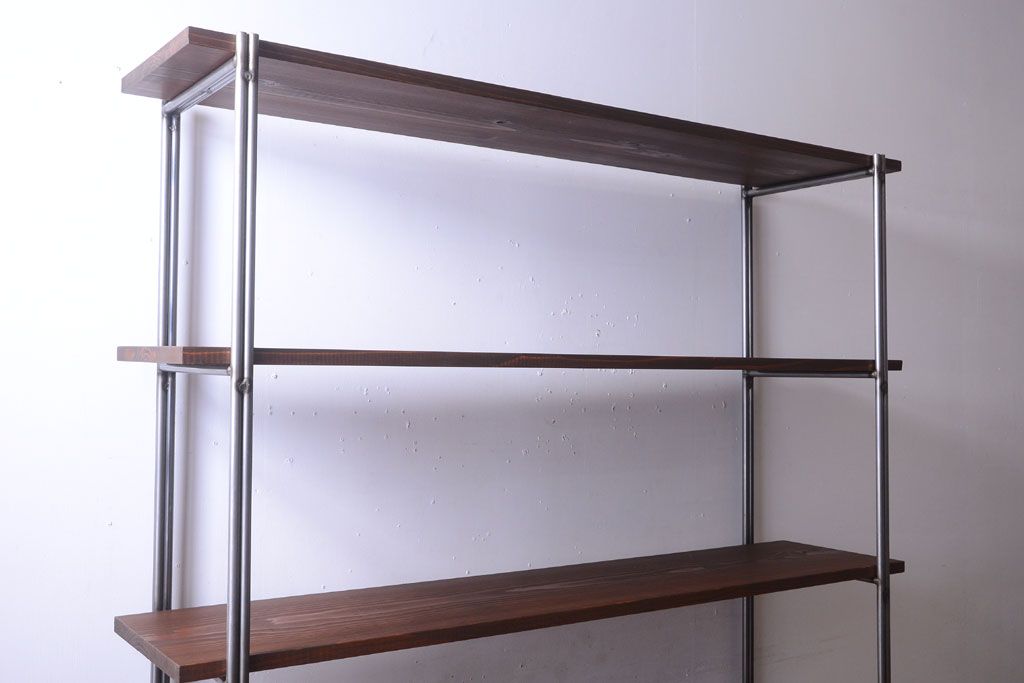 ラフジュオリジナル アイアンの薄型飾り棚【小】(陳列棚・アイアンラック)(2)