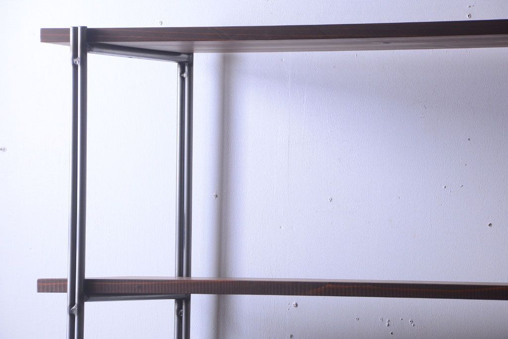 ラフジュオリジナル アイアンの薄型飾り棚【小】(陳列棚・アイアンラック)(2)