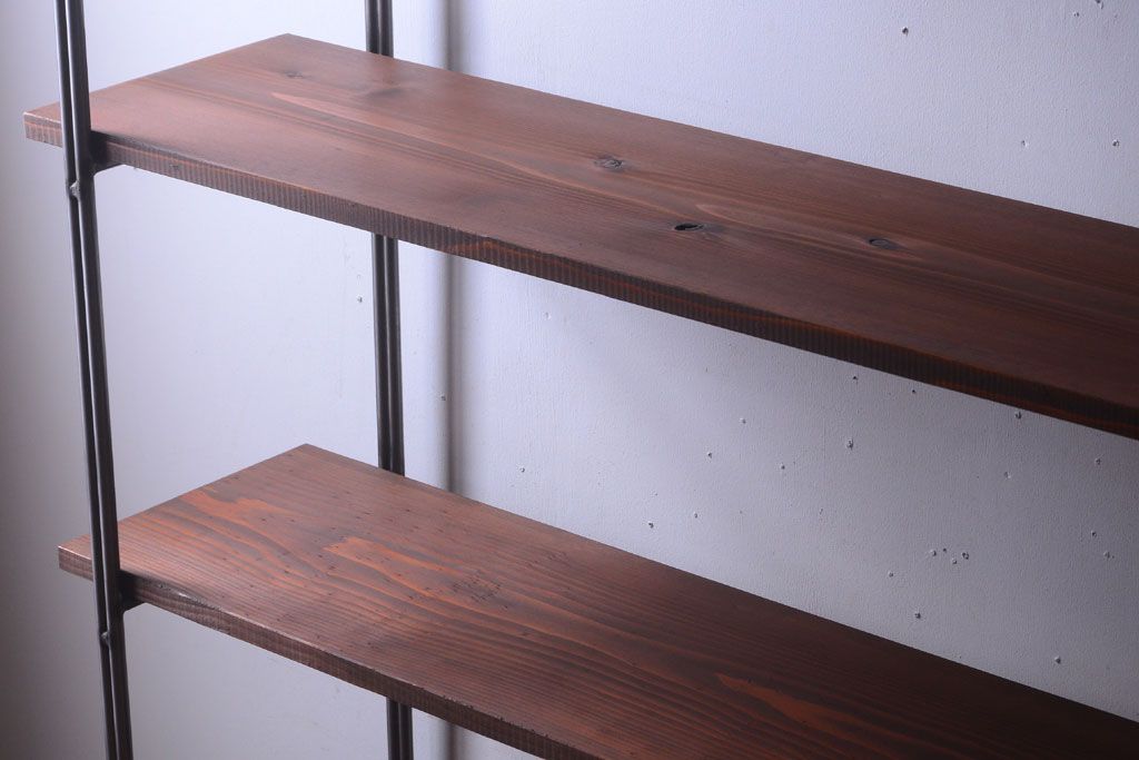 ラフジュオリジナル アイアンの薄型飾り棚【小】(陳列棚・アイアンラック)(2)