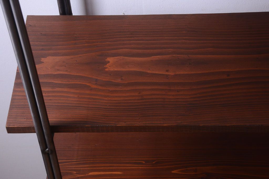 ラフジュオリジナル アイアンの薄型飾り棚【小】(陳列棚・アイアンラック)(2)