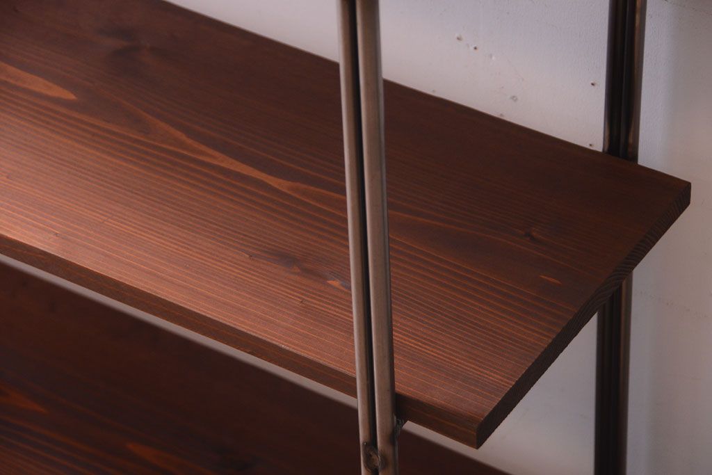 ラフジュオリジナル アイアンの薄型飾り棚【小】(陳列棚・アイアンラック)(2)