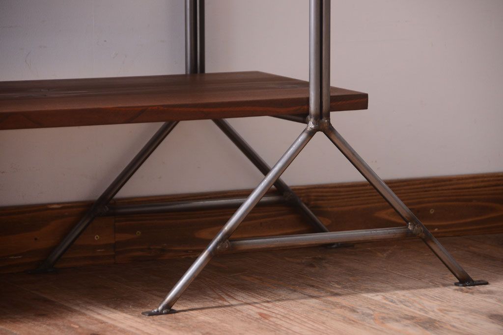 ラフジュオリジナル アイアンの薄型飾り棚【小】(陳列棚・アイアンラック)(2)