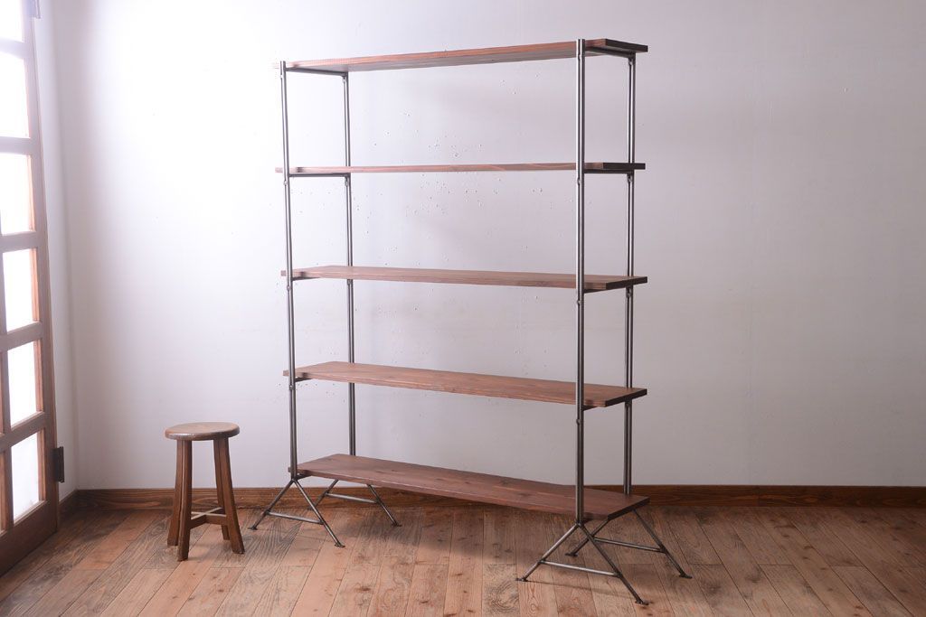 ラフジュオリジナル アイアンの薄型飾り棚【小】(陳列棚・アイアンラック)(2)