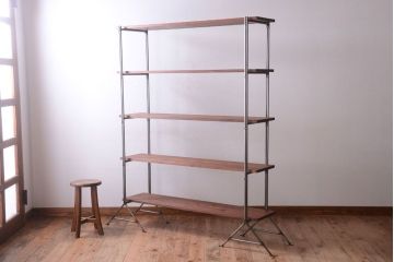 ラフジュオリジナル アイアンの薄型飾り棚【小】(陳列棚・アイアンラック)(2)