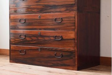 アンティーク家具　黒柿材貼り!和製アンティークの3段箪笥