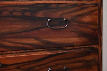 アンティーク家具　黒柿材貼り!和製アンティークの3段箪笥