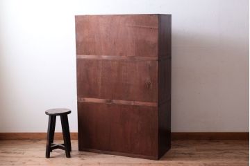 アンティーク家具　黒柿材貼り!和製アンティークの3段箪笥