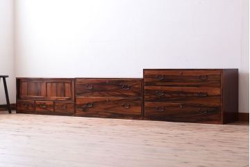 アンティーク家具　黒柿材貼り!和製アンティークの3段箪笥