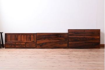 アンティーク家具　黒柿材貼り!和製アンティークの3段箪笥