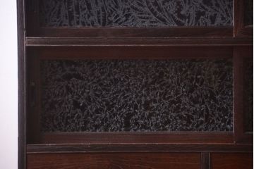 アンティーク家具　結霜ガラス入り!上品な古い時代箪笥の脚付きサイドボード