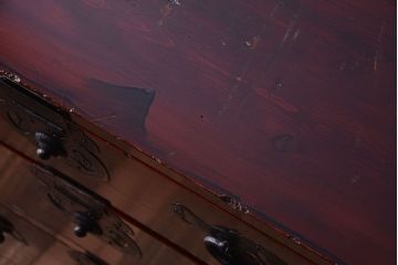 アンティーク家具　古民具・骨董　一本物　巾着金具　松本衣装箪笥