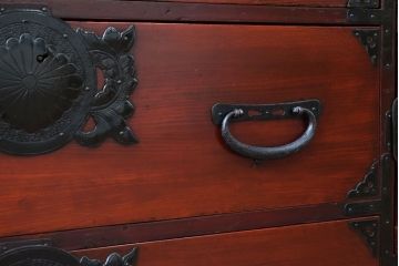 アンティーク家具　前面欅材　古民具・骨董　明治〜大正期のアンティーク仙台箪笥