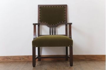 アンティーク家具　大正ロマン　古い木製のモダンなアンティークアームチェア(ソファ)(1)