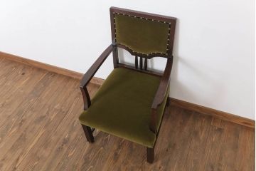 アンティーク家具　大正ロマン　古い木製のモダンなアンティークアームチェア(ソファ)(1)