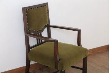 アンティーク家具　大正ロマン　古い木製のモダンなアンティークアームチェア(ソファ)(1)