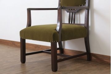 アンティーク家具　大正ロマン　古い木製のモダンなアンティークアームチェア(ソファ)(1)