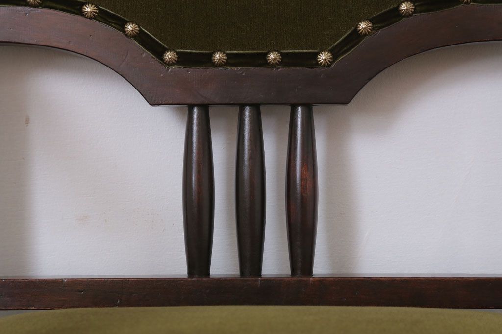 アンティーク家具　大正ロマン　古い木製のモダンなアンティークアームチェア(ソファ)(1)