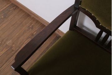 アンティーク家具　大正ロマン　古い木製のモダンなアンティークアームチェア(ソファ)(1)