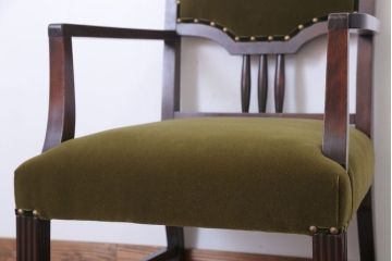 アンティーク家具　大正ロマン　古い木製のモダンなアンティークアームチェア(ソファ)(1)